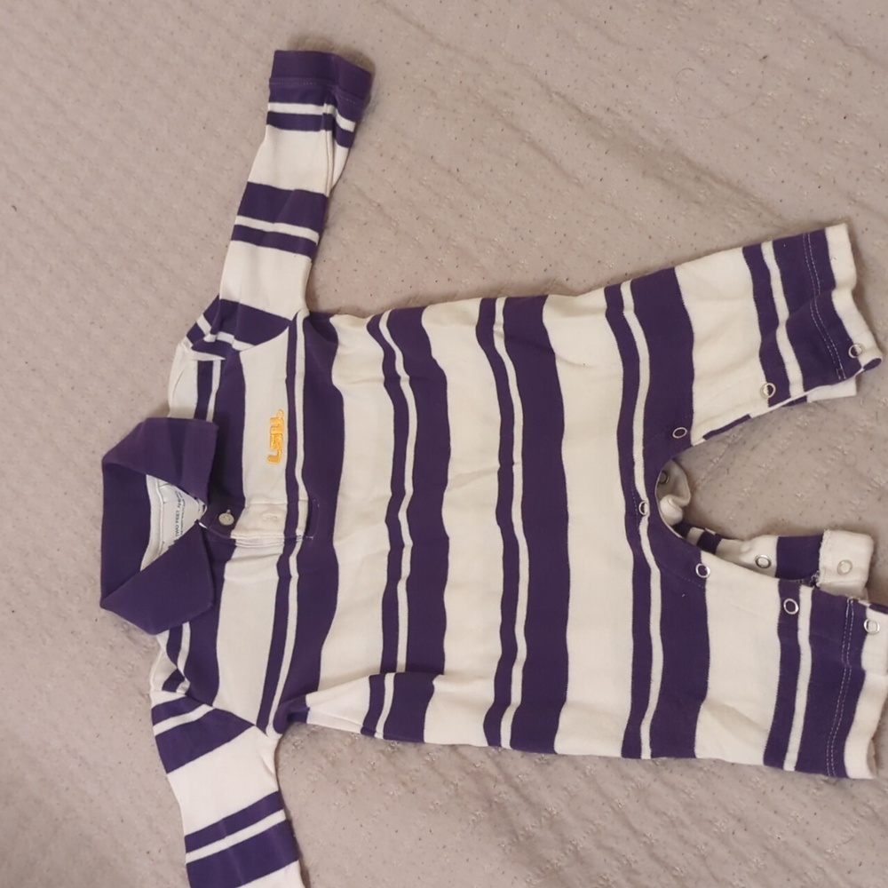 LSU long sleeve collared onesie